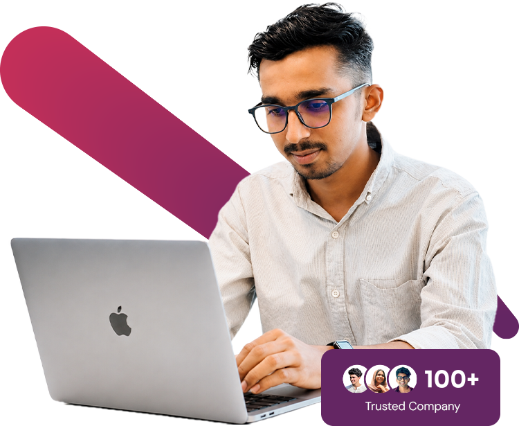 PlacedEx staffing professional working on a laptop, trusted by more than 100 companies
